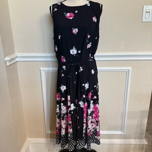 Evan Picone Black and Pink Sleeveless Sundress